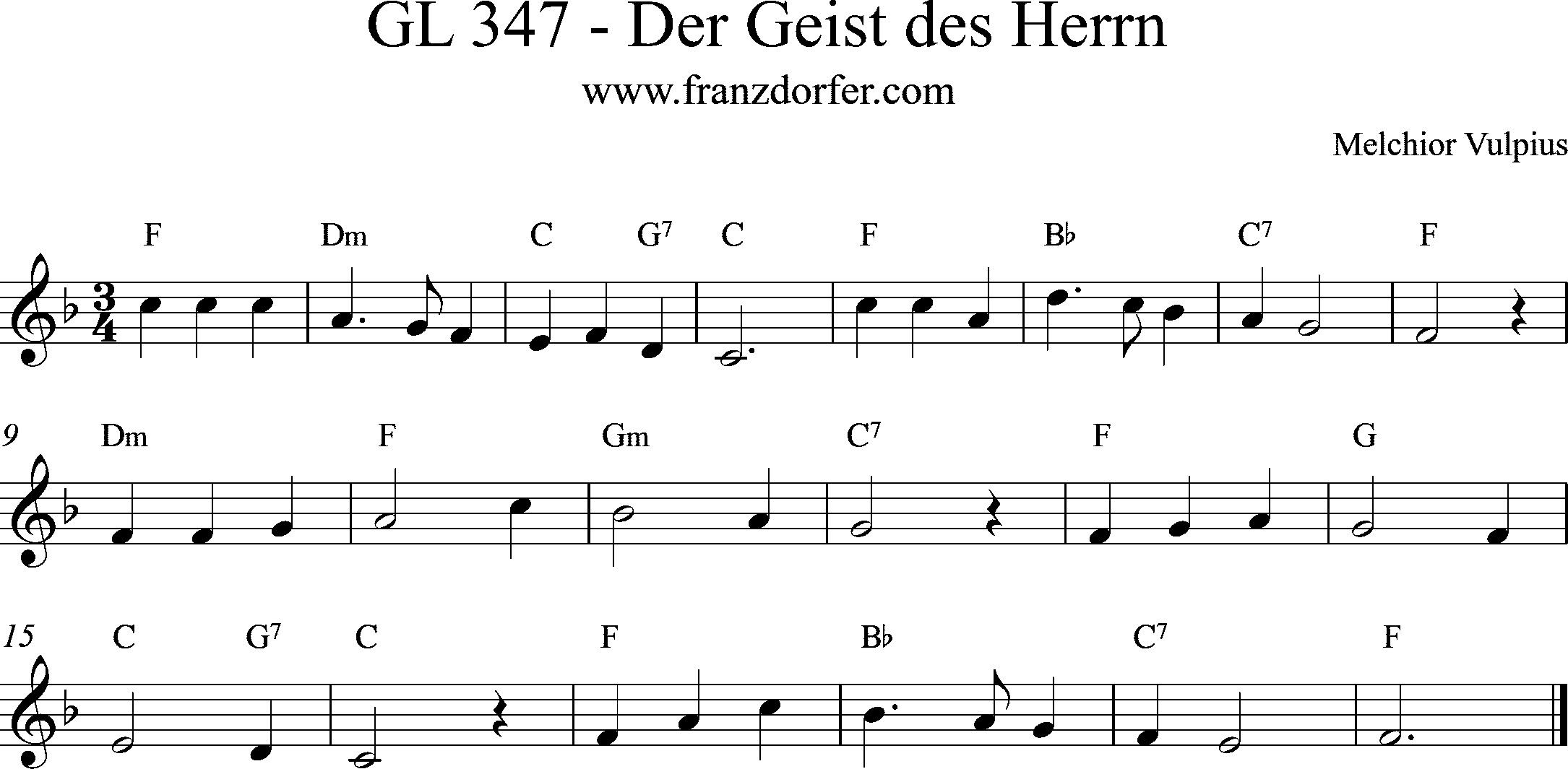 Noten, Der Geist des Herrn erfüllt das All